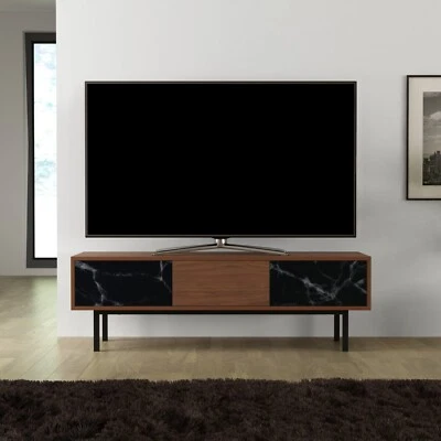 Skyline Flat TV Stand Walnut & Black up to 65" inch HD LCD LED TVs - Image 1 of 4