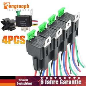 4PC KFZ Relais 5 Pin 12V 30A + Sicherung 30A Kontakt Schließer Relais mit Sockel - Bild 1 von 12