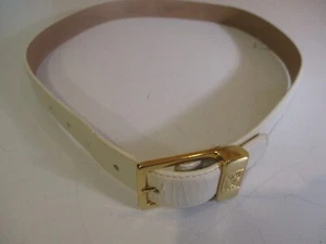 Anne Klein Belt Womens Brown Vegan Crocodile Gold Tone Logo Buckle Never Worn L - Picture 1 of 11