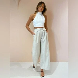 Sovere Australia Anthropologie Instance Leinenhose weites Bein neutral Größe Small - Bild 1 von 10