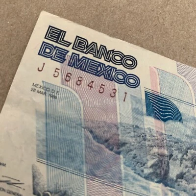 1980's Mexico 20000 Pesos Banknote, Gate of Yaxchilan, Tulum Maya Ruins - Image 1 of 4