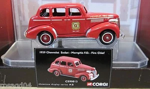 Corgi Fire Heroes Memphis Fire Department 1939 Chevy Sedan Chief Car + Display - Picture 1 of 12