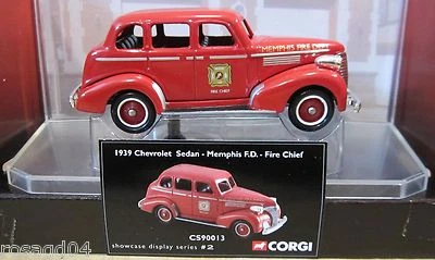 Corgi Fire Heroes Memphis Fire Department 1939 Chevy Sedan Chief Car + Display - Image 1 of 4