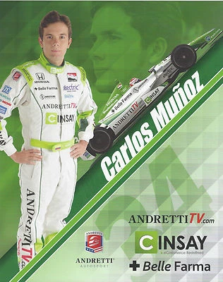 2014 INDY 500 CARLOS MUNOZ COLUMBIA  ANDRETTI AUTOSPORT INDYCAR 8"X10" HERO CARD - Image 1 of 2