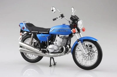 AOSHIMA Escala 1/12 Kawasaki 750SS MACH IV Azul Moto Diecast Modelo Juguete Foto 1 de 4