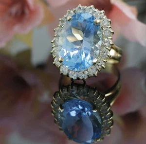 Blau Topas Ring in 585er / 14 Karat Gelb Gold Wert 1.800 € XXYY - Bild 1 von 5
