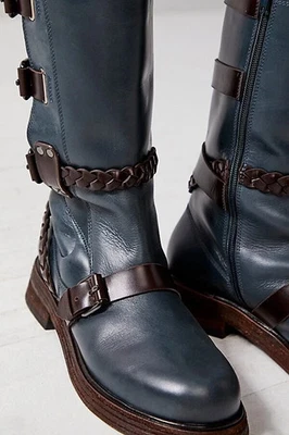 Free People Billie Buckle Braid Cushion Green Lush Leather Zip Buckle Boot NEW 8 - Image 1 of 4