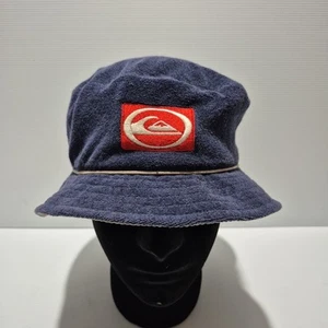 Quiksilver Reversible Bucket Hat Blue Cotton Towelling/Brown Cotton Nylon S/M - Picture 1 of 6