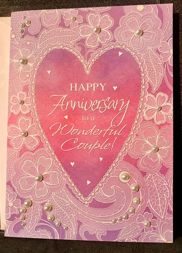 Happy Anniversary Greeting Card Beautiful Pearl Decoration! - Image 1 of 3