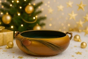 Roseville Pottery Brown Pinecone 276-11 Console Bowl – Art Deco –Rare-HTF - Picture 1 of 9