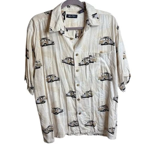 Camisa Hawaiana Abotonada Estampado Coches Puritan De Colección Para Hombre Talla L Retro Ambiente Años 50’s - Imagen 1 de 11