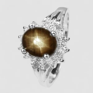 ANELLI FINE THAILANDIA STELLA NERA ZAFFIRO 1,20 CT ARGENTO STERLING 925 MISURA 6,25 - Foto 1 di 11