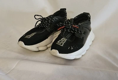  Versace Chain Reaction Black Men’s Burgundi Fashion Designer Sneaker 43 Used - Imagen 1 de 4