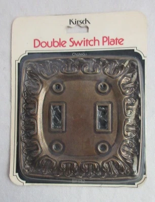NOS Vtg Kirsch Double Toggle Switch Plate Brass French Scroll Chateau Wall mount - Image 1 of 3