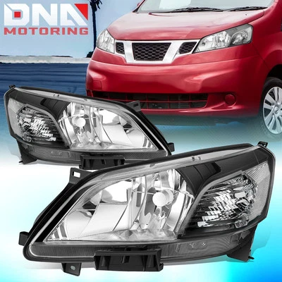 Пара фар головного света для Nissan NV200 2013-2021 годов выпуска черный корпус прозрачный угловой - Изображение 1 из 4