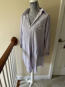 Lilac Ralph Lauren Striped Button Down Nightgown - Size Medium - Picture 1 of 5