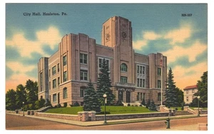 Hazleton Pennsylvania Municipal Rathaus Art Deco Leinen Postkarte - Bild 1 von 2