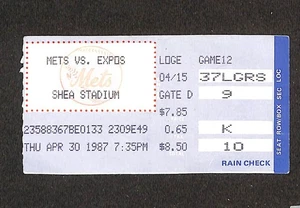 30. April 1987 Montreal Expos @ New York Mets Ticket Stub - Bild 1 von 1