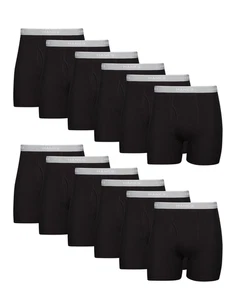 Calzoncillos boxer de algodón para hombre paquete económico, negros, paquete de 12 L - Imagen 1 de 12