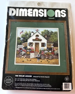 Dimensions 1448 Violin Lesson Wysocki Crewel Embroidery Kit 16x14 NIP VTG 90s - Picture 1 of 9