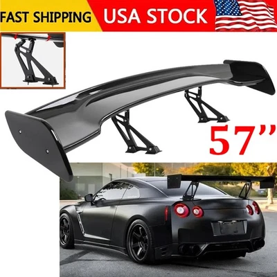 57" Rear Spoiler Wing For 09-21 Nissan GT-R GTR R35 Truck GT Style Glossy Black Foto 1 de 4