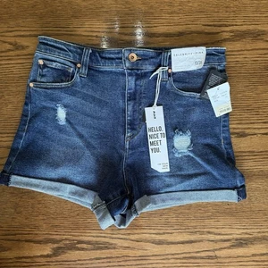 Celebrity Pink High Waisted Denim Shorts NWT 13/31 Distressed Rolled Hem - Picture 1 of 10