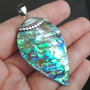 925 Sterling Silver Pear Shape Natural Paua Abalone Shell Pendant PASP-277 - Picture 1 of 5