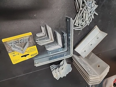 Corner Braces Shelf Brackets Heavy Duty L 90° Various Sizes And Fasteners  - Image 1 of 4