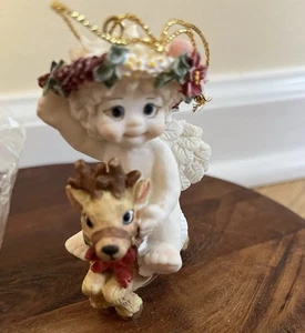 Dreamsicles ornament little Angel with Reindeer 1994 Christmas New - Picture 1 of 11