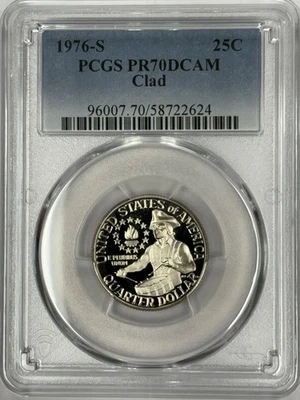 1976-S Washington Quarter PCGS PR70 DCAM Clad Proof Bicentennial - Image 1 of 2