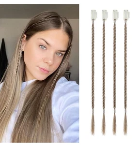 4 Stück Braid In Haarverlängerungen 14 Zoll Clip In Dunkelblond  - Bild 1 von 2