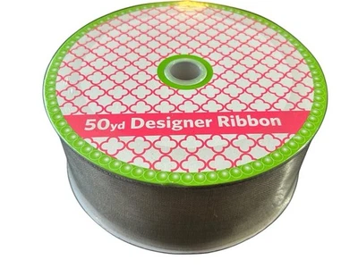 Spool Of 50 Yard Designer Ribbon Members Mark Wired Ribbon 2.5” X 50 Yards Beige - Image 1 of 4