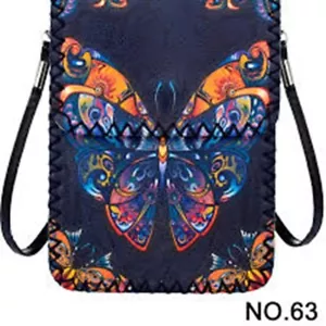 Vegan Hand Stitched Crossbody Bag Cell Phone Bag - Picture 1 of 23