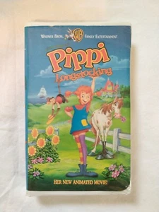 Pippi Longstockings Animated Movie VHS VCR Video Tape Used Clam Shell Case - Foto 1 di 8