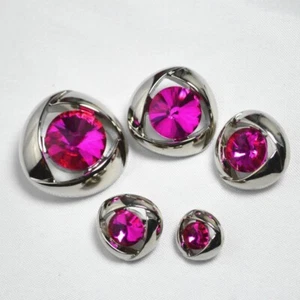6X DIY Bling Glass Crystal Rhinestone Button with Metal Loop Sewing Decor Button - Picture 1 of 30