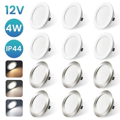 12V AC/DC LED Einbaustrahler 3CCT Wohnmobil Flach Spot Van Wohnwagen Slim rund - Bild 1 von 4