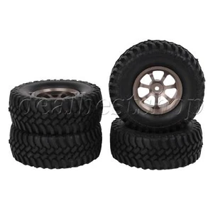 4 Pieces RC1:10 Rock Crawler Rubber Tyres w/ Upgrade 7-Spoke Wheel Rims - Picture 1 of 9