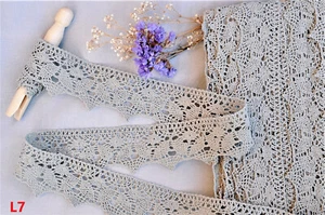 Natural Undyed Crochet Cotton Lace Grey 40mm Trim Sewing Quilting Rustic Craft - Imagen 1 de 2