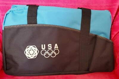 New 2004 USA Olympics Duffle Bag, Shoulder Strap 18"x11.5" Turquoise/Blue, Black - Image 1 of 4