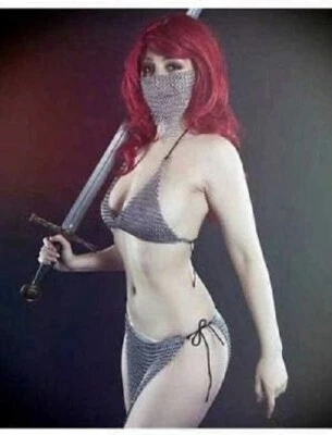 Bikini Chain mail Aluminium Halter Bra Sexy Style Mask Chainmail Skirt 10 mm 16 - Image 1 of 4