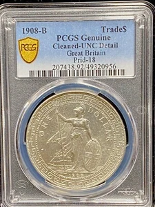 1908-B Great Britain Trade Dollar T$1 Certified PCGS Uncirculated Detail. UNC MS - Picture 1 of 3