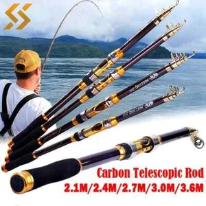 Spinning Fishing Rod Carbon Fiber Portable Telescopic Fishing Pole Trout Carp - Picture 1 of 17