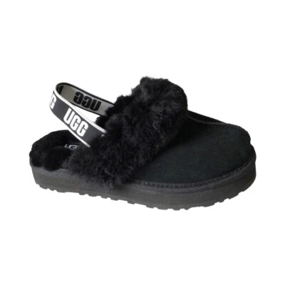 UGG Kid's Funkette Black Suede Slingback Slippers Shoes - Image 1 of 4