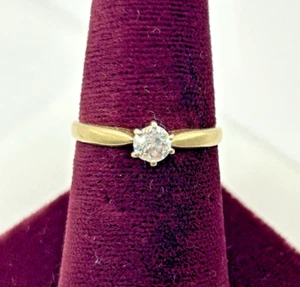14K Yellow Gold .25 Ct. Round Natural Diamond Solitaire Engagement Ring Size 7 - Picture 1 of 7