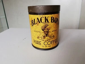 Antique vintage Black Boy Finest Pure Coffee tin 1930s very rare 1/2 Lb net - Picture 1 of 12
