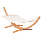 Hammock & Wooden Stand Swing Hanging Bed White Larch Wood 392cm X 120cm Outdoor