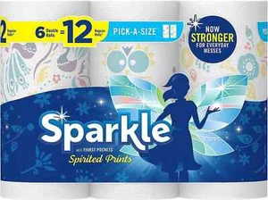 Toallas de papel Sparkle Pick-A-Size impresiones en espíritu 6 rollos dobles = 12 regulares - Imagen 1 de 4