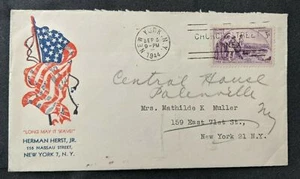 1944 American Flag New York City Church Street Annex Cancel Patriotic Cover - Picture 1 of 2