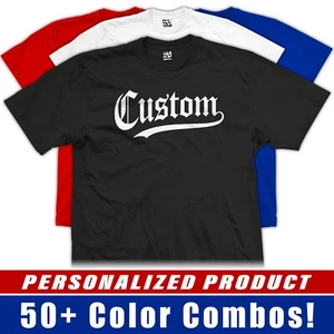 Youth Custom 76er T-Shirt Old English Vintage Classic Sports Baseball Text Tee - Picture 1 of 53