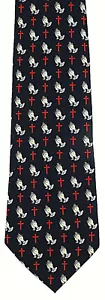 Prayers & Crosses Men's Necktie Pray Religious Christian Prayer Blue Neck Tie - Picture 1 of 3